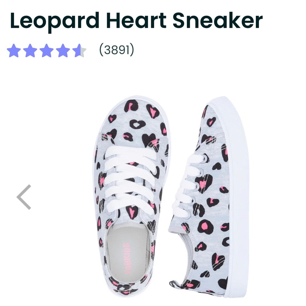 FABKIDS Grey Leopard Heart Sneakers